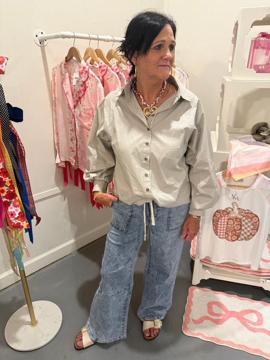 Taupe Balloon Blouse