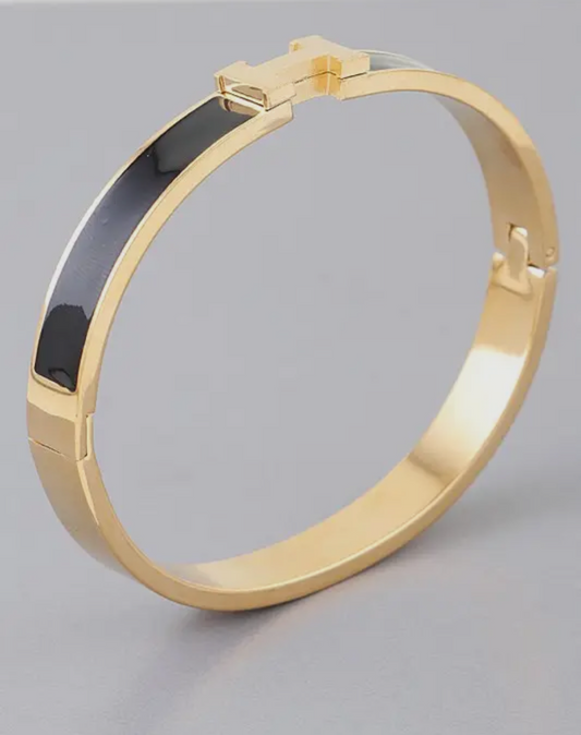 Black H Cuff Bracelet