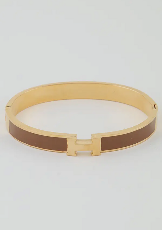Brown H Cuff Bracelet