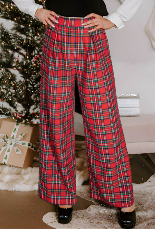 Festive Tartan Wide Leg Bottoms