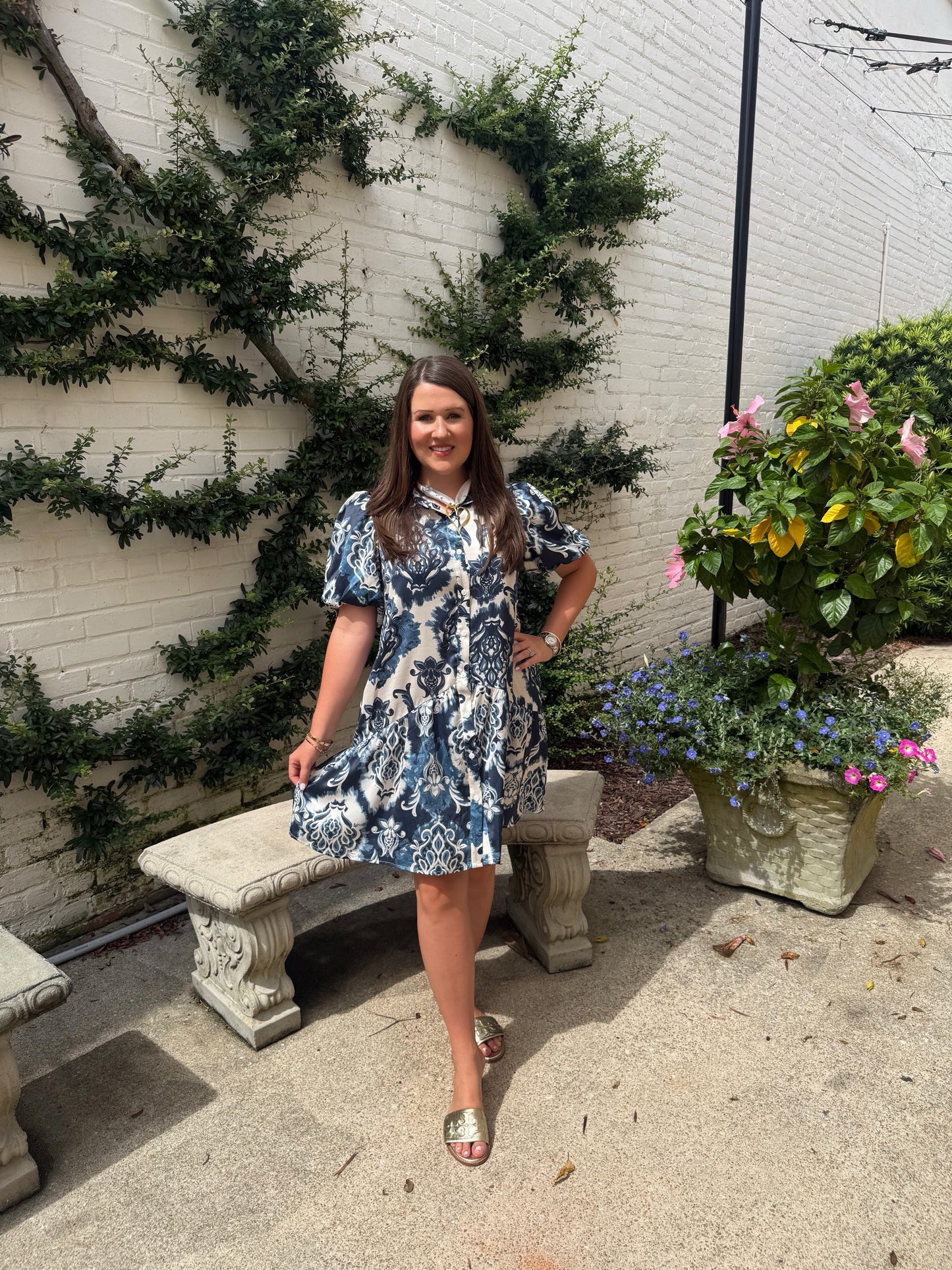 Navy Paisley Dress