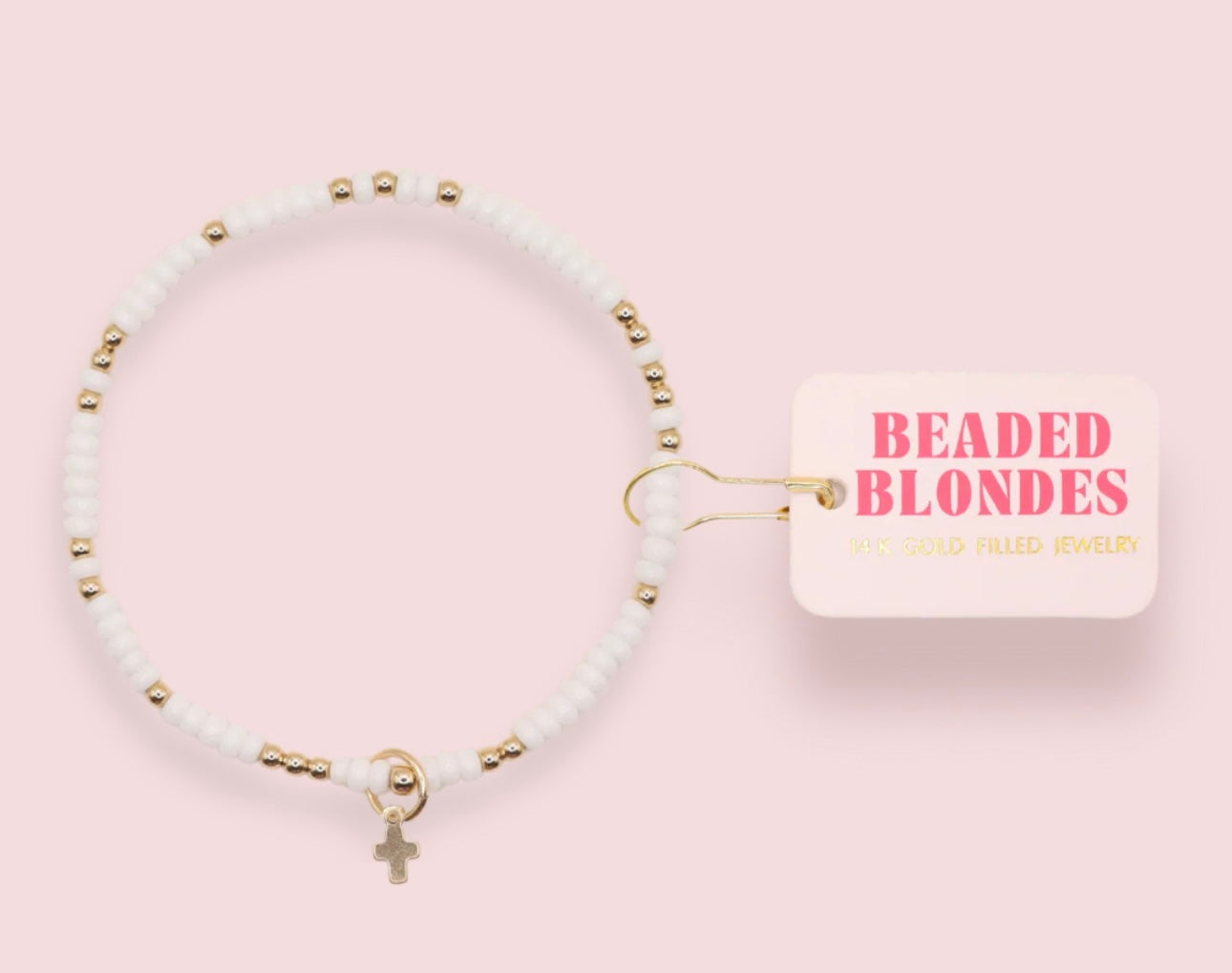 Beaded Blonde - Mini Cross Bracelet