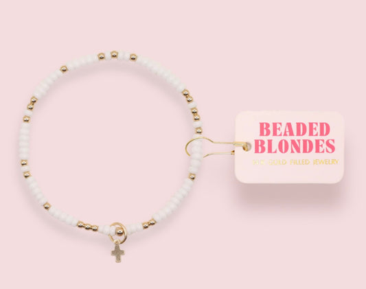Beaded Blonde - Mini Cross Bracelet