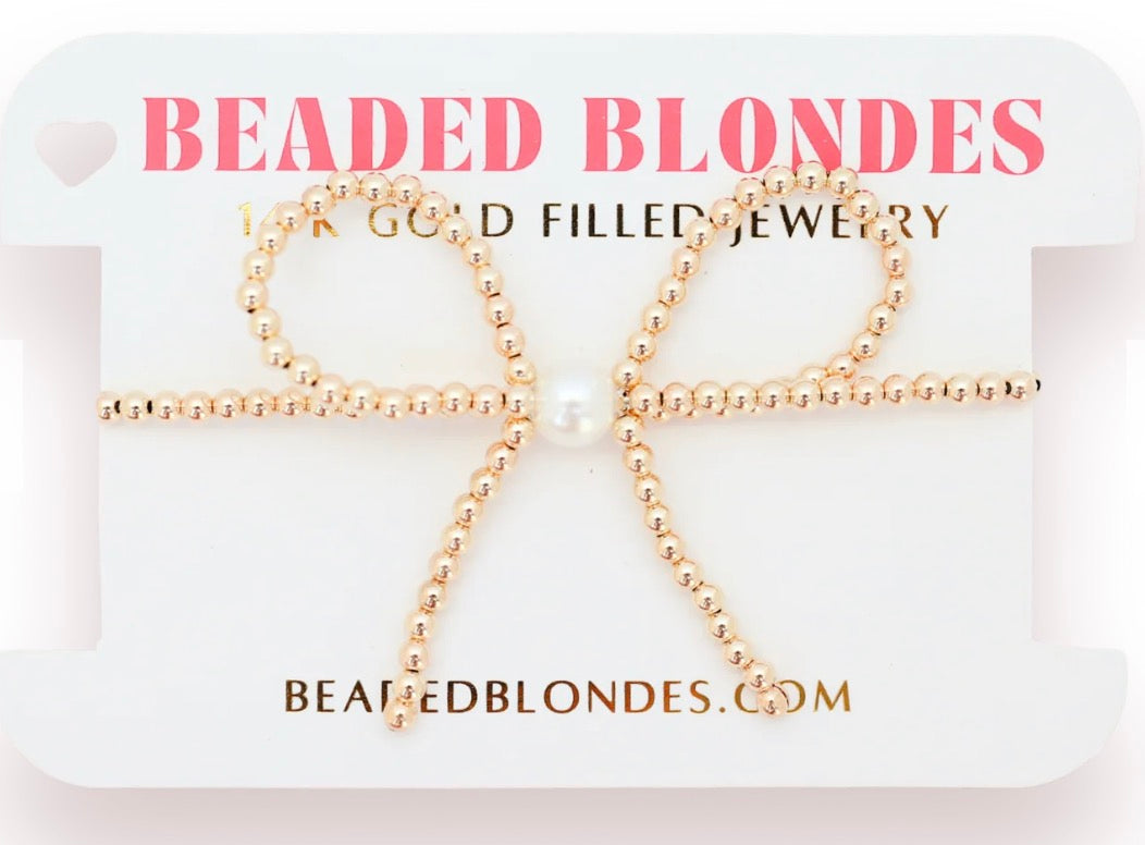 Beaded Blonde - Gold Bow Extended Bracelet