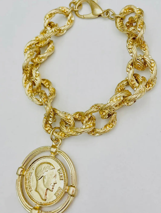 Vintage Twisted Link Coin Bracelet