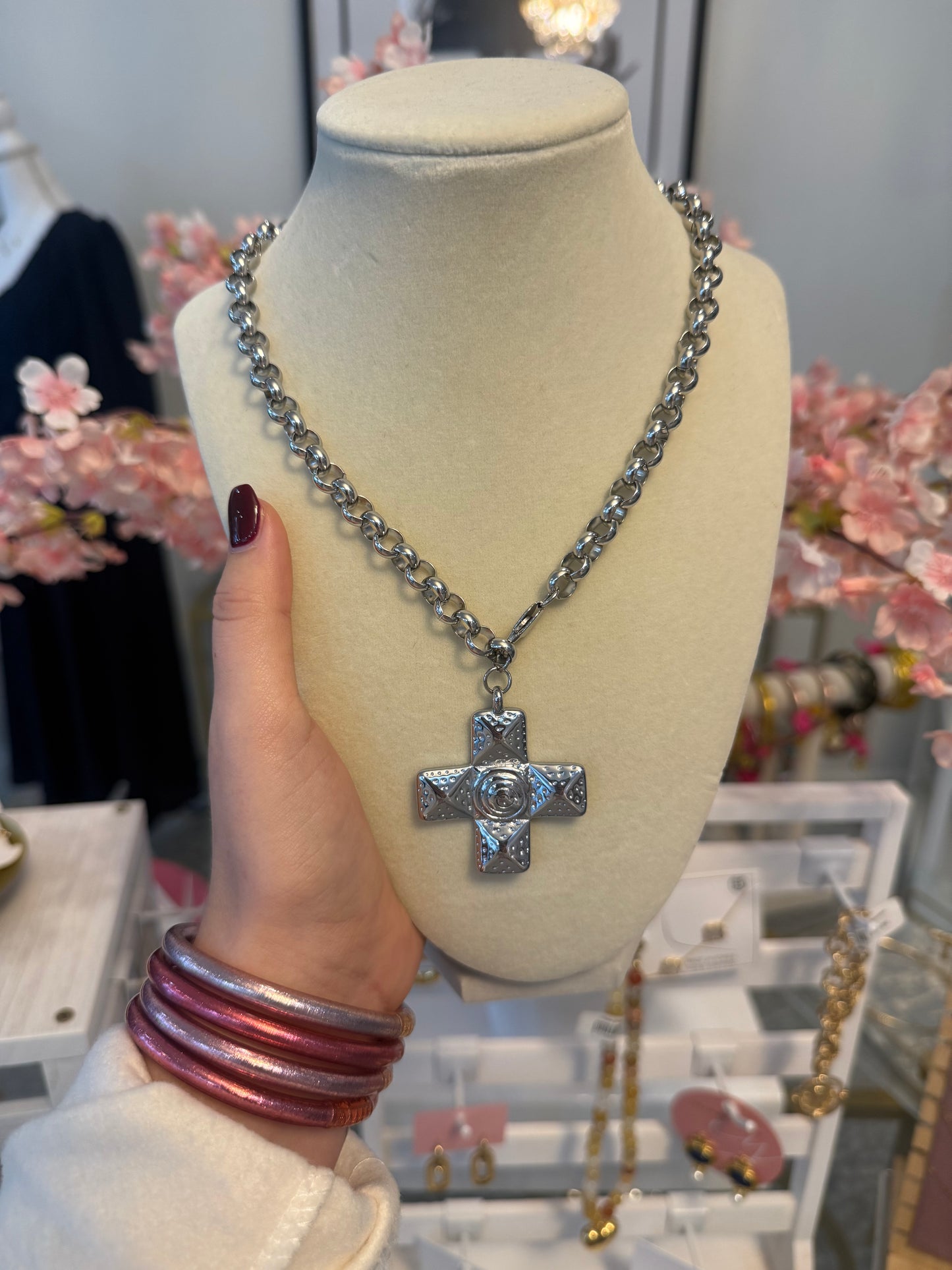 Silver Cross Pendant Necklace