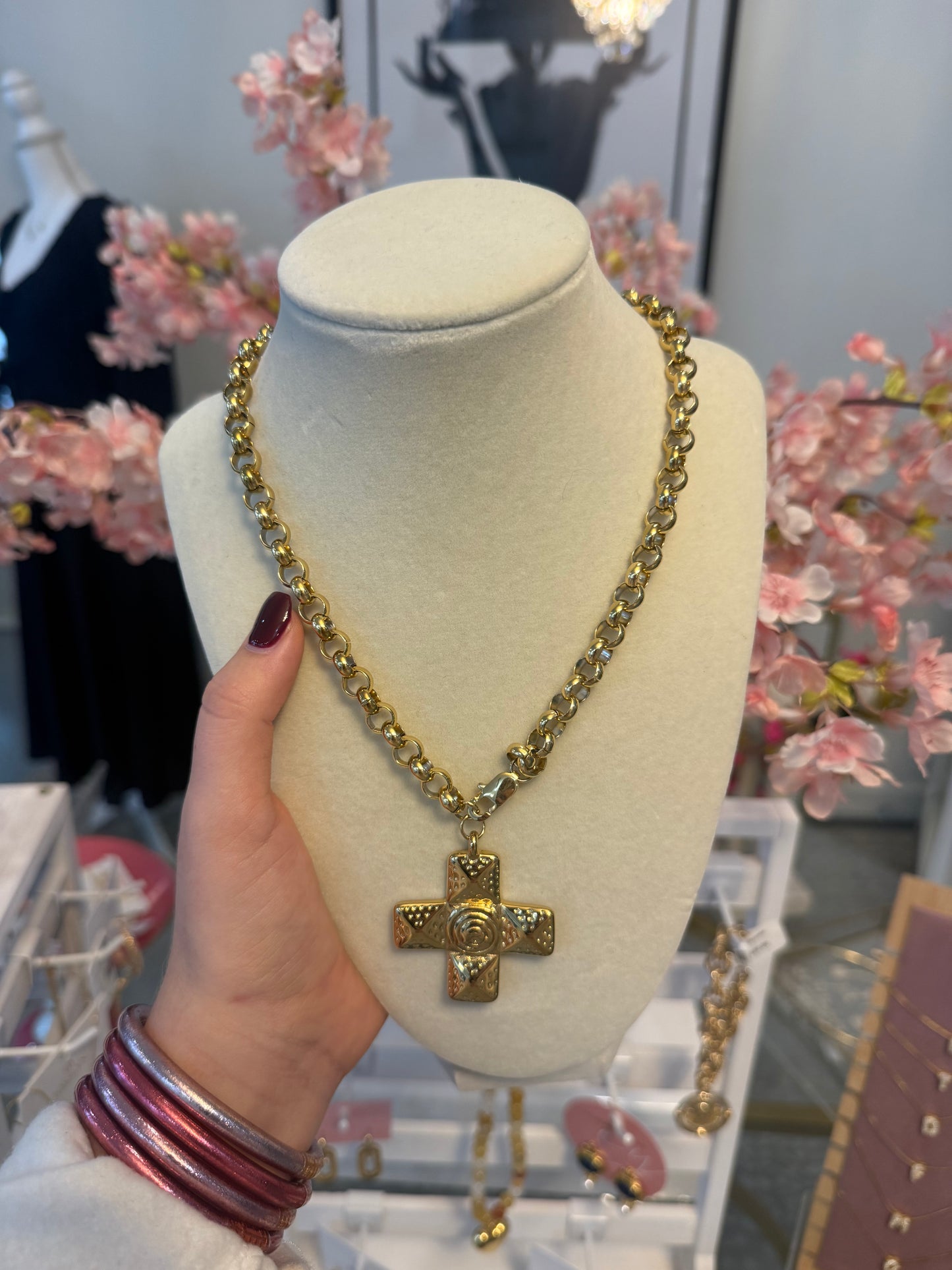 Gold Cross Pendant Necklace