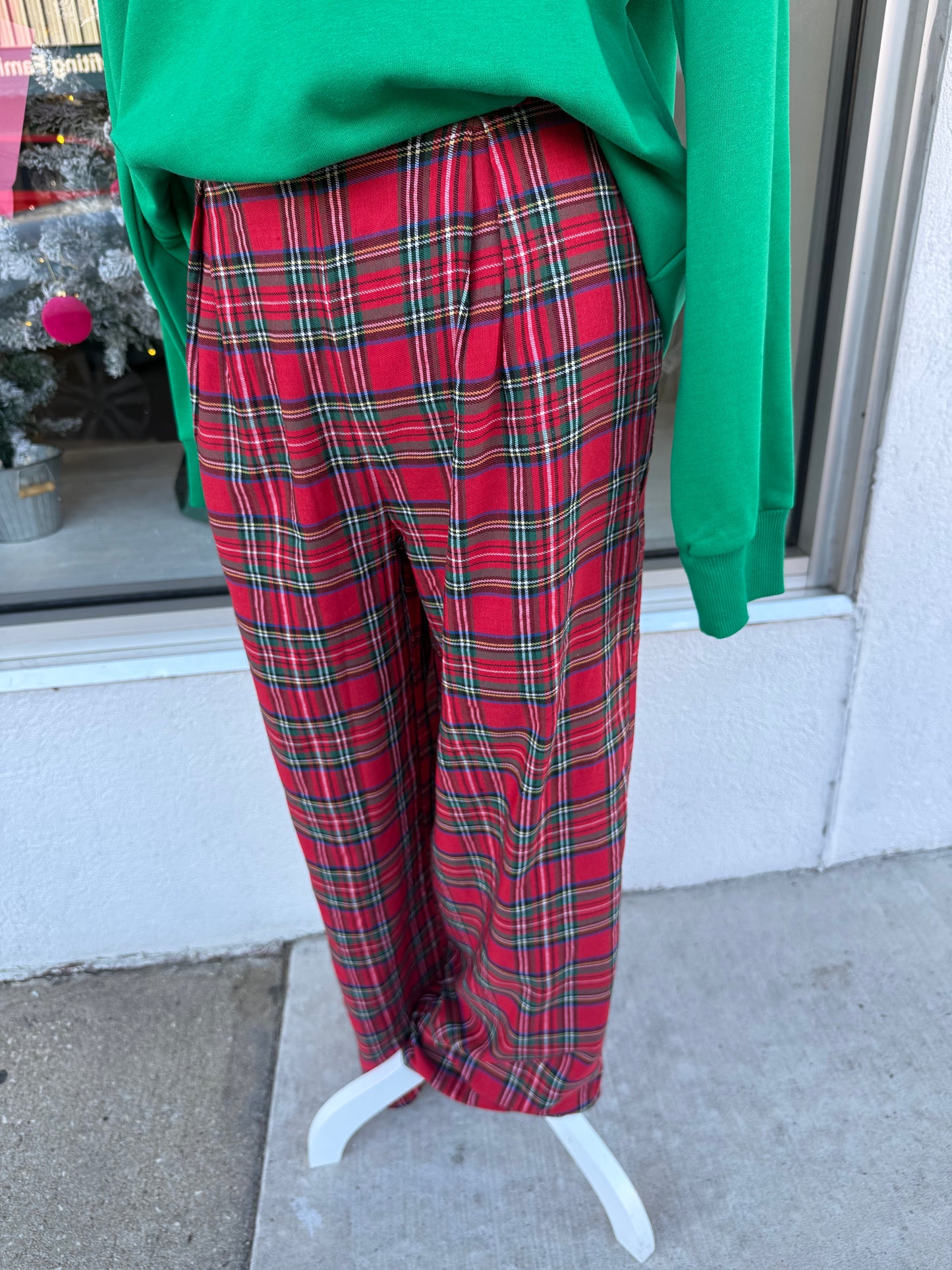 Festive Tartan Wide Leg Bottoms