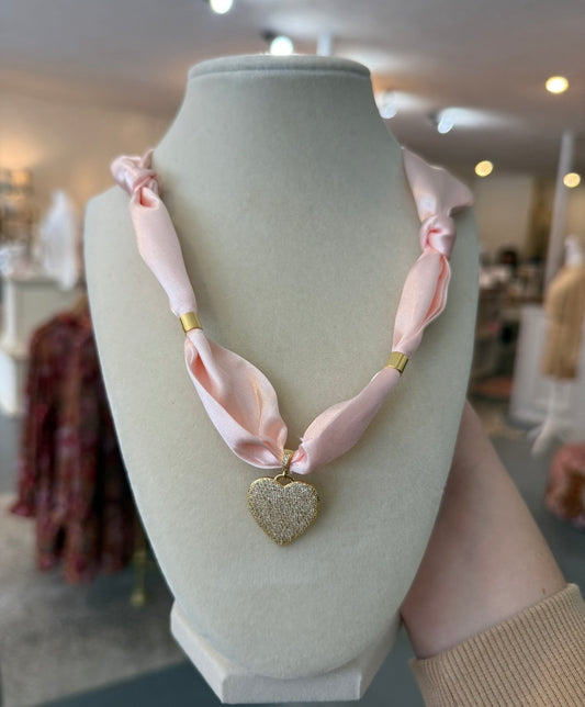 Blushing Heart Scarf Necklace