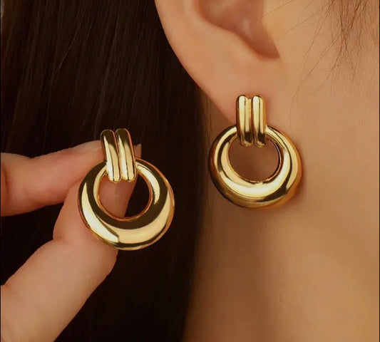 Double Hoop Gold Earring