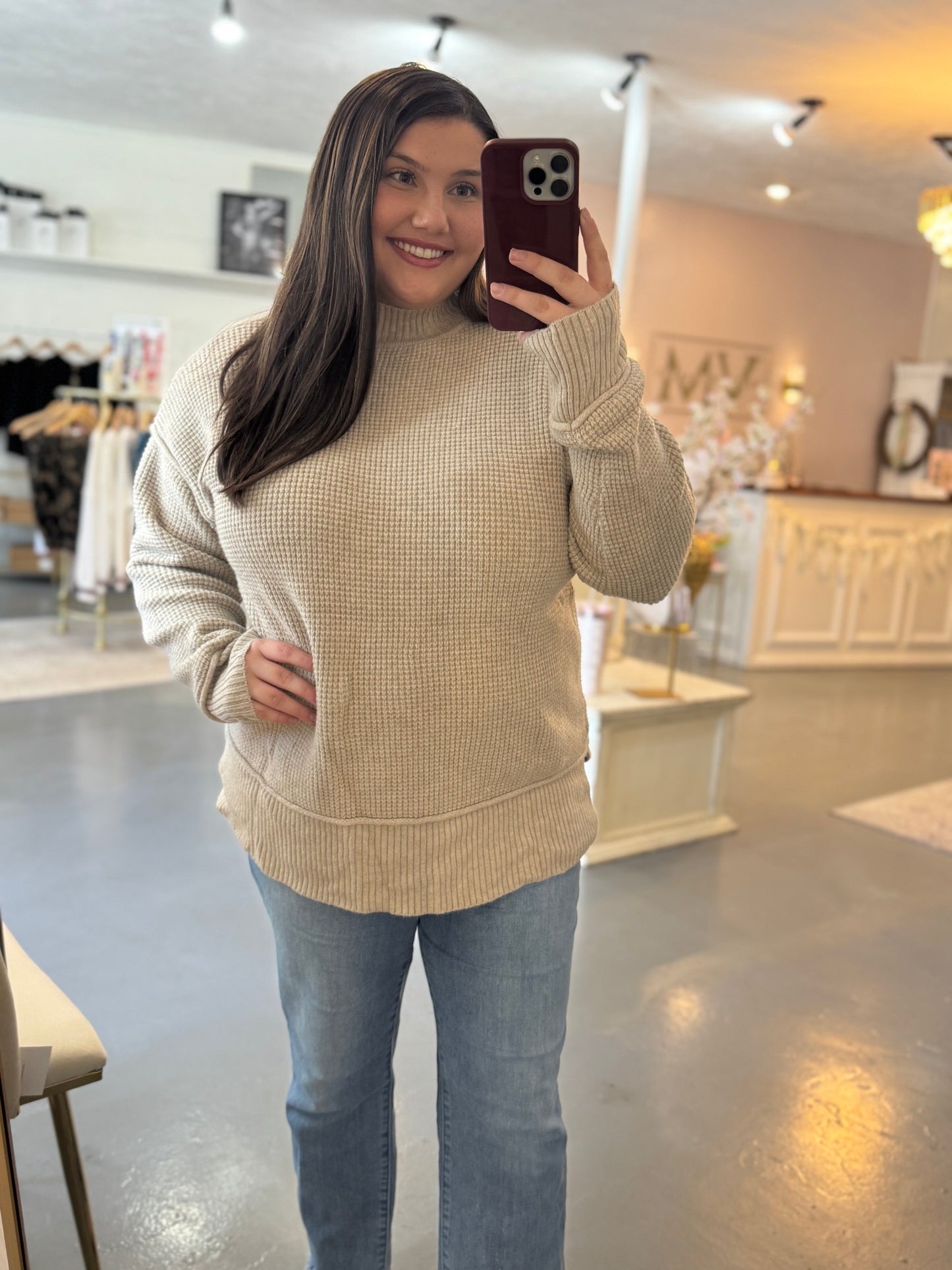 Taupe Waffle Sweater