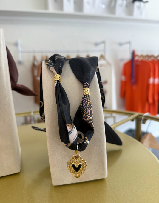 Midnight Heart Scarf Necklace
